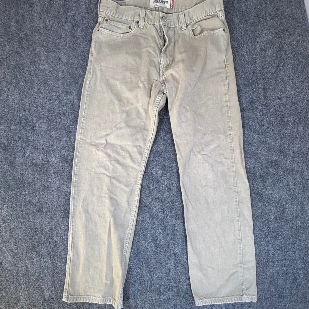 Levis 505 Regular Fit Khaki Tan Denim Jeans Mens 36x32 Straight Leg Cotton Pants